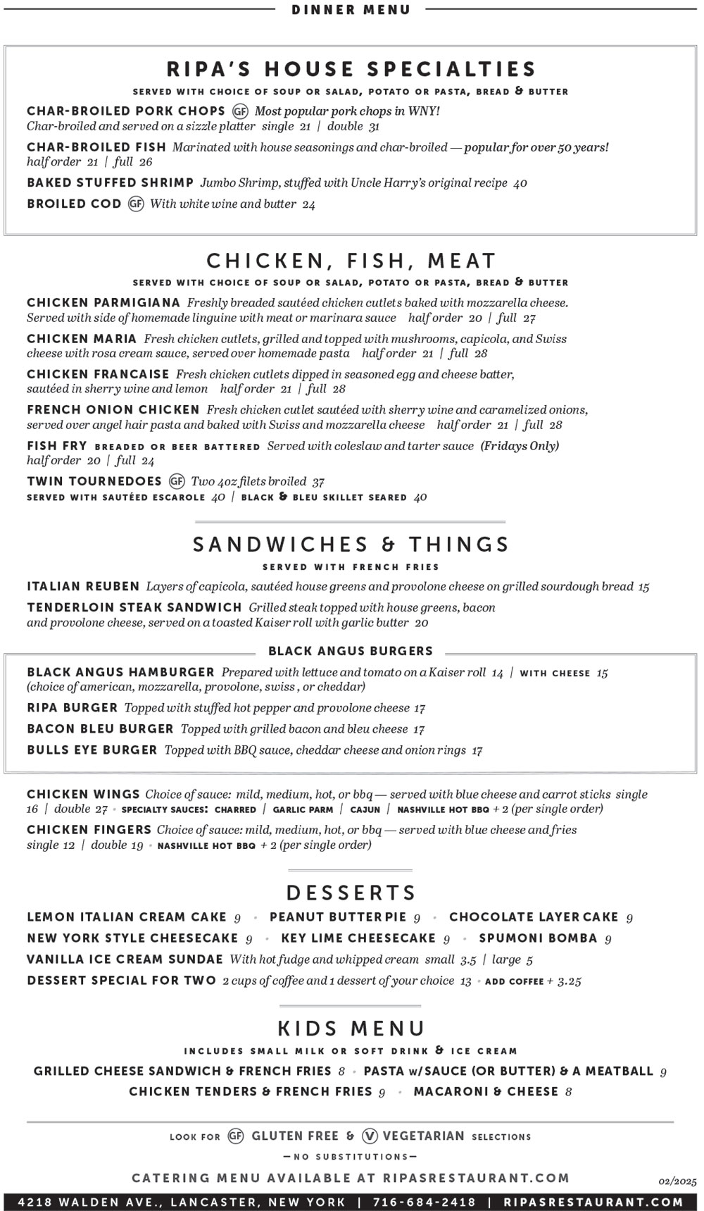 Dinner Menu 2