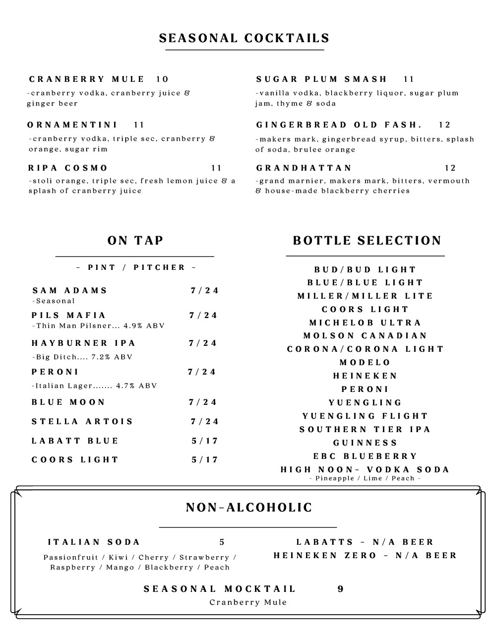 Wine List / Cocktail Menu 3