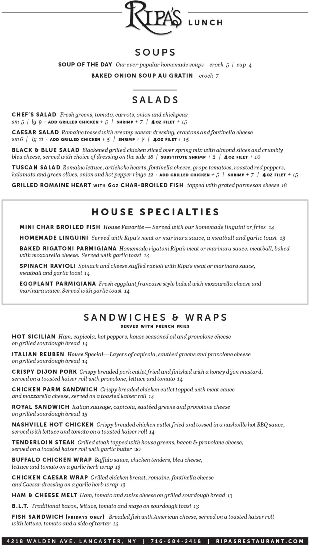 Lunch Menu 1