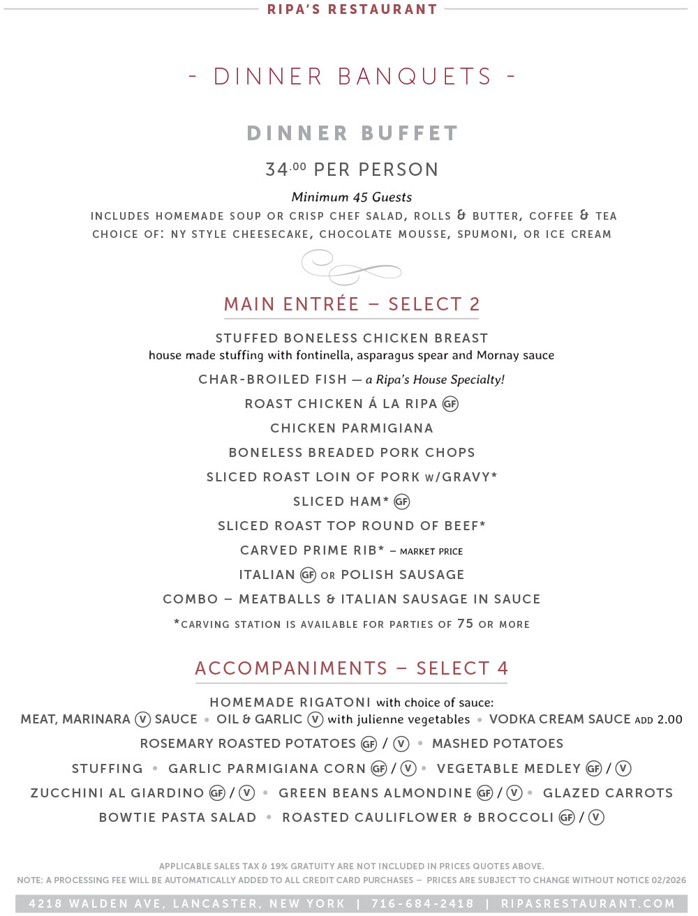 Banquets Dinner Menu 3